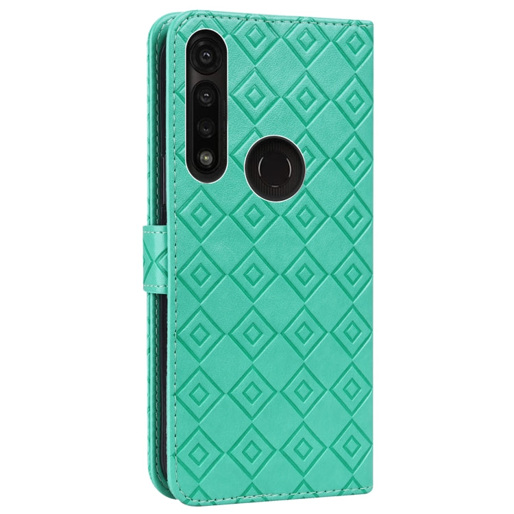 For Motorola Moto G8 Power/G8 Power US Version Embossed Big Small Concentric Squares Pattern Horizontal Flip Leather Case with Card Slot & Holder & Wallet