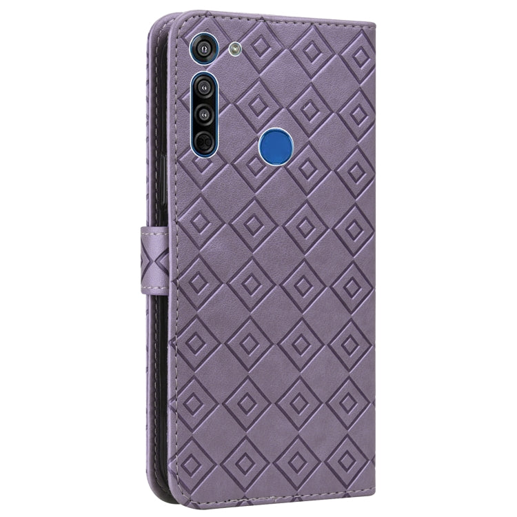 For Motorola Moto G8 / G Fast Embossed Big Small Concentric Squares Pattern Horizontal Flip Leather Case with Card Slot & Holder & Wallet