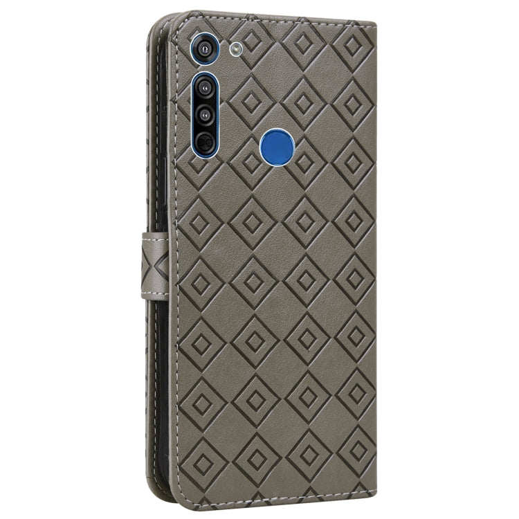 For Motorola Moto G8 / G Fast Embossed Big Small Concentric Squares Pattern Horizontal Flip Leather Case with Card Slot & Holder & Wallet