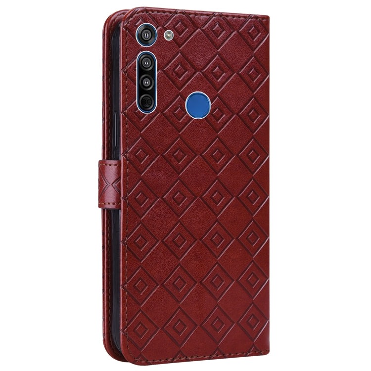 For Motorola Moto G8 / G Fast Embossed Big Small Concentric Squares Pattern Horizontal Flip Leather Case with Card Slot & Holder & Wallet