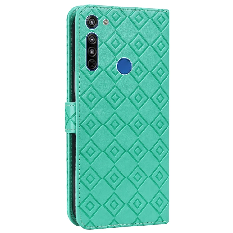For Motorola Moto G8 / G Fast Embossed Big Small Concentric Squares Pattern Horizontal Flip Leather Case with Card Slot & Holder & Wallet