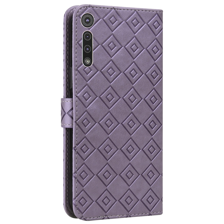For Motorola Moto G8 Play / One Macro Embossed Big Small Concentric Squares Pattern Horizontal Flip Leather Case with Card Slot & Holder & Wallet