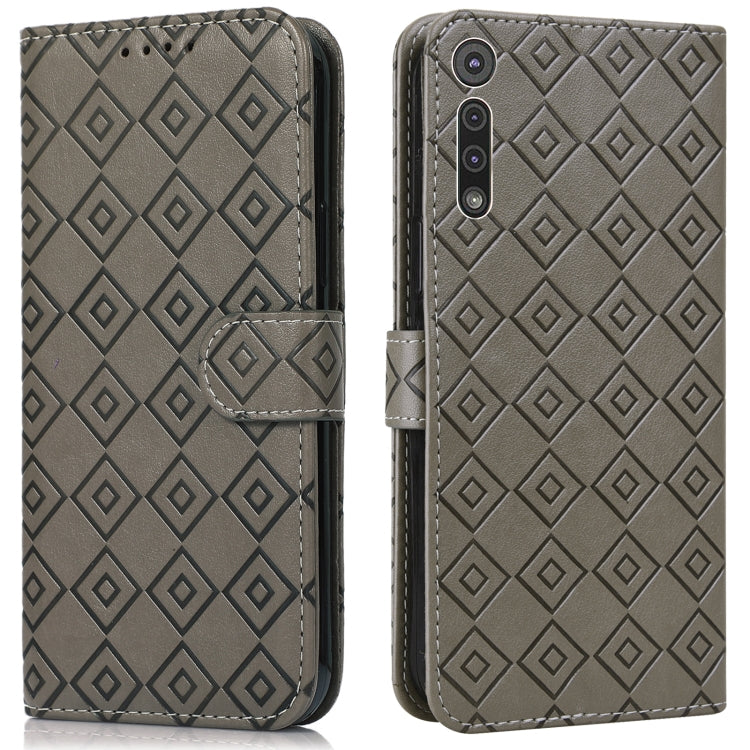 For Motorola Moto G8 Play / One Macro Embossed Big Small Concentric Squares Pattern Horizontal Flip Leather Case with Card Slot & Holder & Wallet
