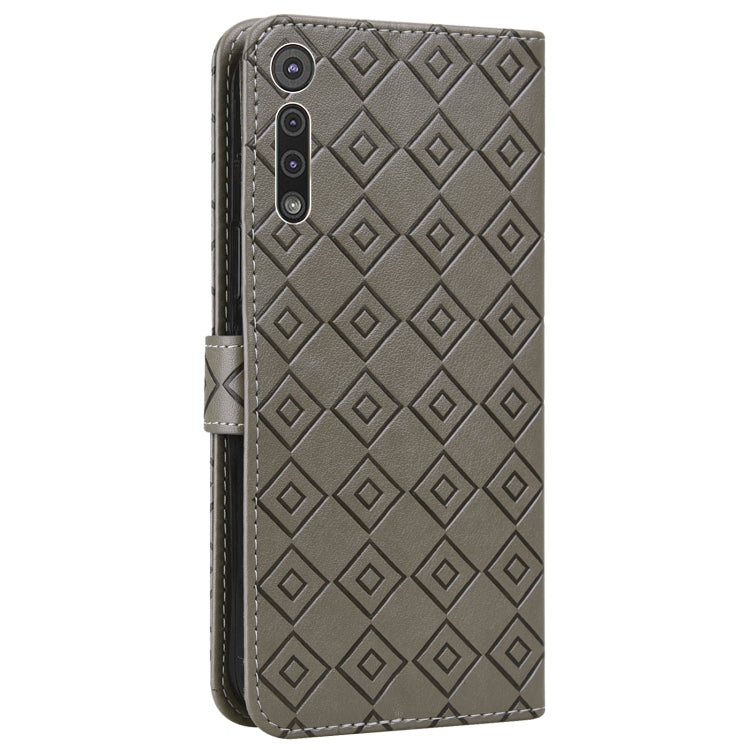 For Motorola Moto G8 Play / One Macro Embossed Big Small Concentric Squares Pattern Horizontal Flip Leather Case with Card Slot & Holder & Wallet