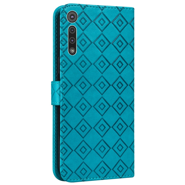 For Motorola Moto G8 Play / One Macro Embossed Big Small Concentric Squares Pattern Horizontal Flip Leather Case with Card Slot & Holder & Wallet