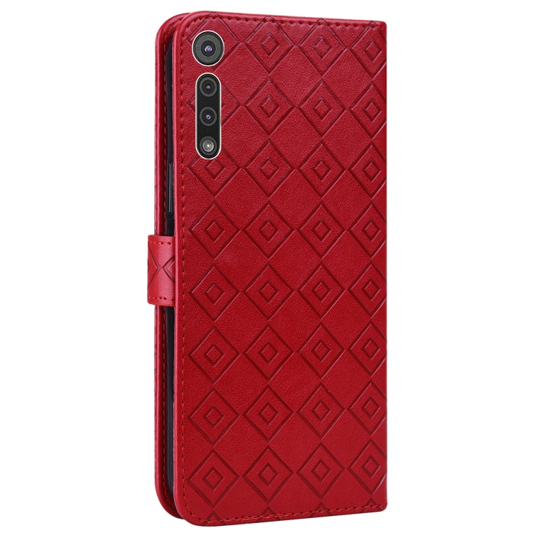 For Motorola Moto G8 Play / One Macro Embossed Big Small Concentric Squares Pattern Horizontal Flip Leather Case with Card Slot & Holder & Wallet