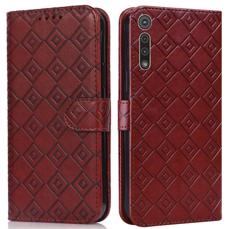 For Motorola Moto G8 Play / One Macro Embossed Big Small Concentric Squares Pattern Horizontal Flip Leather Case with Card Slot & Holder & Wallet