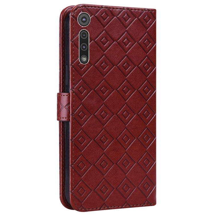 For Motorola Moto G8 Play / One Macro Embossed Big Small Concentric Squares Pattern Horizontal Flip Leather Case with Card Slot & Holder & Wallet