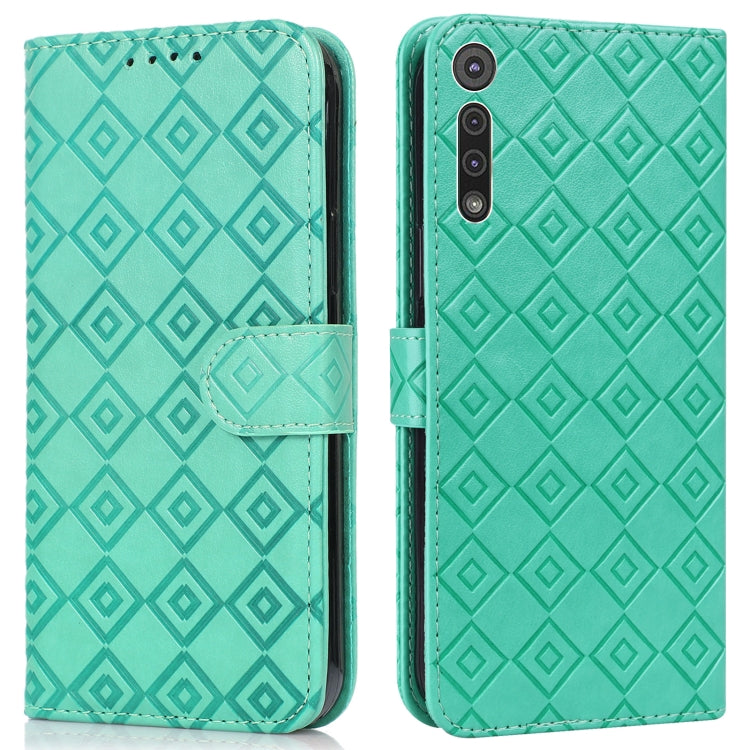 For Motorola Moto G8 Play / One Macro Embossed Big Small Concentric Squares Pattern Horizontal Flip Leather Case with Card Slot & Holder & Wallet