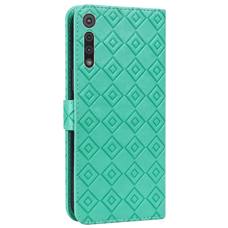 For Motorola Moto G8 Play / One Macro Embossed Big Small Concentric Squares Pattern Horizontal Flip Leather Case with Card Slot & Holder & Wallet