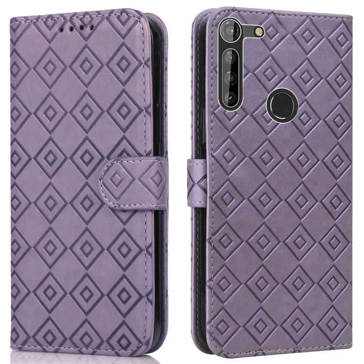 For Motorola Moto G8 Power EU Version Embossed Big Small Concentric Squares Pattern Horizontal Flip Leather Case with Card Slot & Holder & Wallet