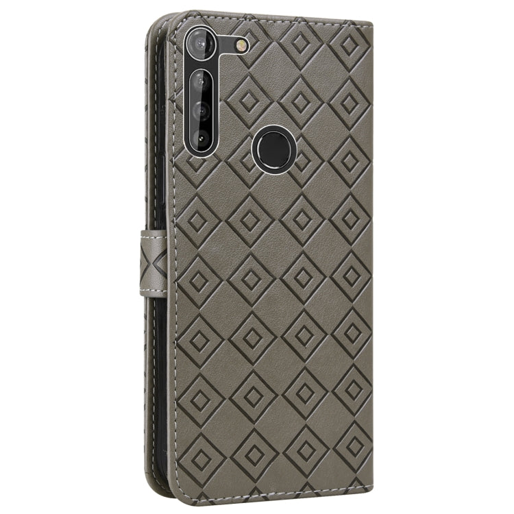 For Motorola Moto G8 Power EU Version Embossed Big Small Concentric Squares Pattern Horizontal Flip Leather Case with Card Slot & Holder & Wallet