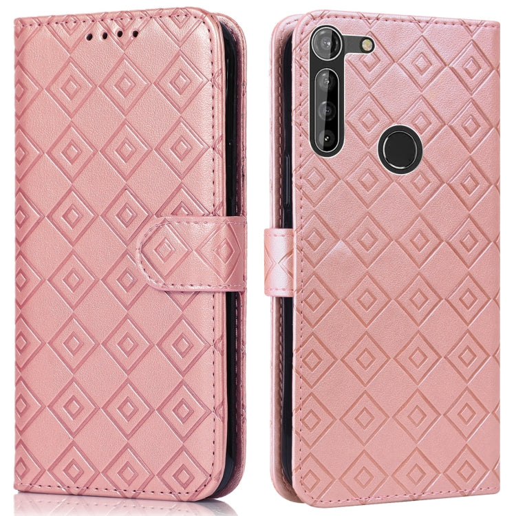 For Motorola Moto G8 Power EU Version Embossed Big Small Concentric Squares Pattern Horizontal Flip Leather Case with Card Slot & Holder & Wallet