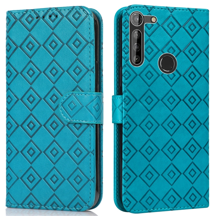 For Motorola Moto G8 Power EU Version Embossed Big Small Concentric Squares Pattern Horizontal Flip Leather Case with Card Slot & Holder & Wallet