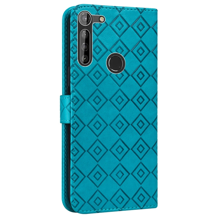 For Motorola Moto G8 Power EU Version Embossed Big Small Concentric Squares Pattern Horizontal Flip Leather Case with Card Slot & Holder & Wallet