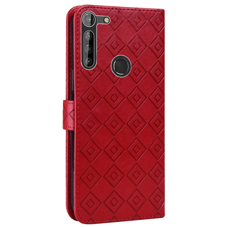 For Motorola Moto G8 Power EU Version Embossed Big Small Concentric Squares Pattern Horizontal Flip Leather Case with Card Slot & Holder & Wallet