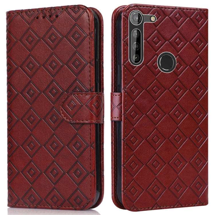 For Motorola Moto G8 Power EU Version Embossed Big Small Concentric Squares Pattern Horizontal Flip Leather Case with Card Slot & Holder & Wallet
