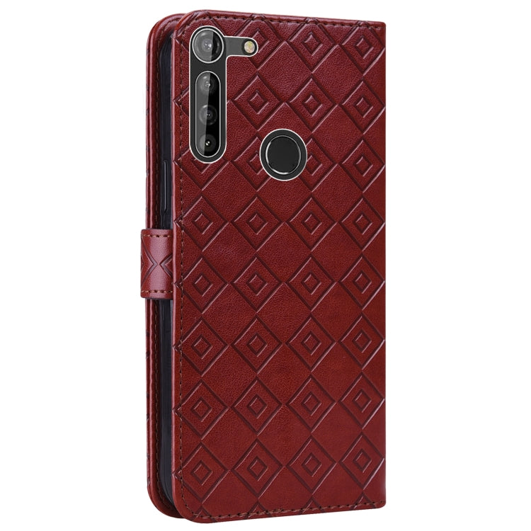 For Motorola Moto G8 Power EU Version Embossed Big Small Concentric Squares Pattern Horizontal Flip Leather Case with Card Slot & Holder & Wallet