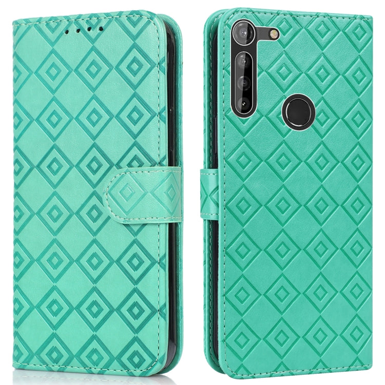 For Motorola Moto G8 Power EU Version Embossed Big Small Concentric Squares Pattern Horizontal Flip Leather Case with Card Slot & Holder & Wallet