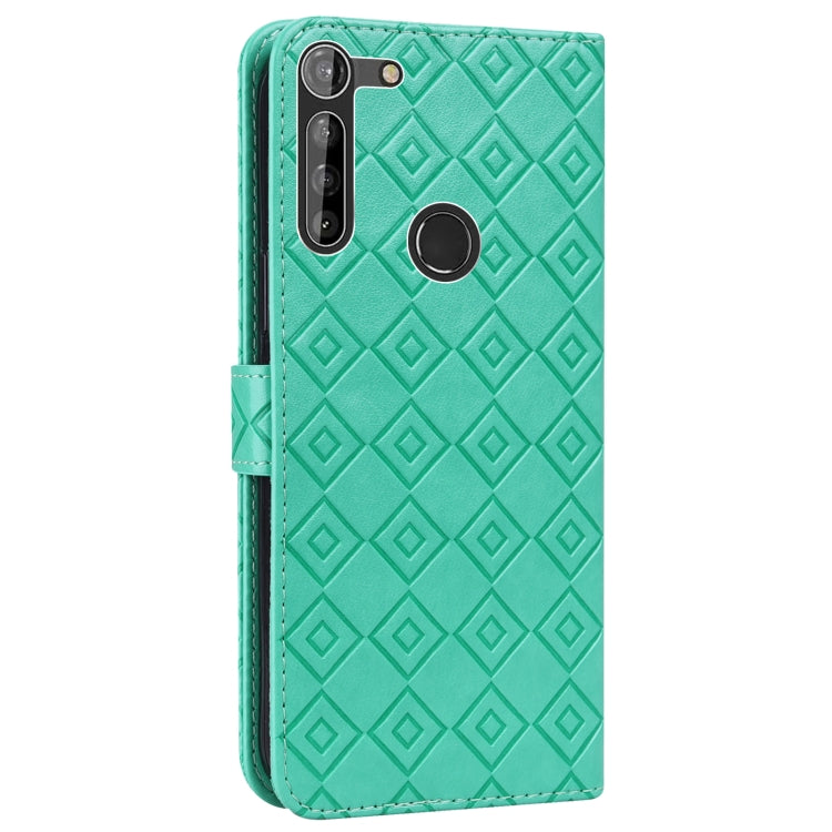 For Motorola Moto G8 Power EU Version Embossed Big Small Concentric Squares Pattern Horizontal Flip Leather Case with Card Slot & Holder & Wallet