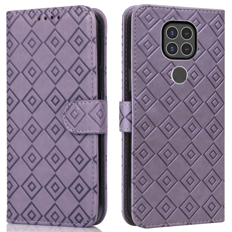 For Motorola Moto G9 / G9 Play / E7 Plus Embossed Big Small Concentric Squares Pattern Horizontal Flip Leather Case with Card Slot & Holder & Wallet