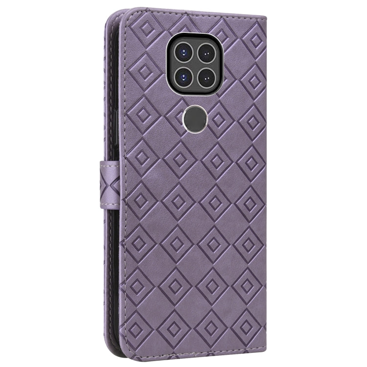 For Motorola Moto G9 / G9 Play / E7 Plus Embossed Big Small Concentric Squares Pattern Horizontal Flip Leather Case with Card Slot & Holder & Wallet