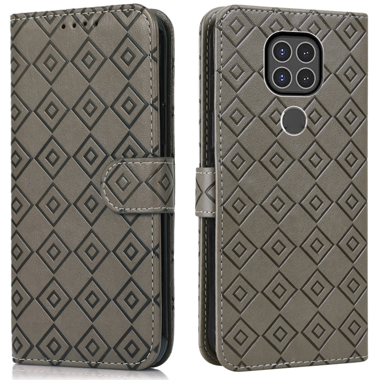 For Motorola Moto G9 / G9 Play / E7 Plus Embossed Big Small Concentric Squares Pattern Horizontal Flip Leather Case with Card Slot & Holder & Wallet