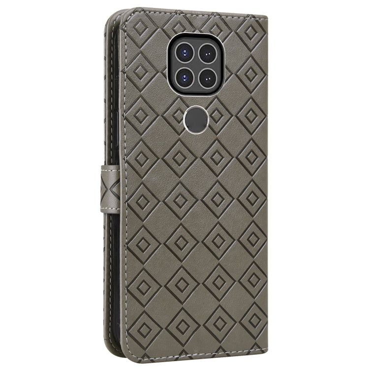For Motorola Moto G9 / G9 Play / E7 Plus Embossed Big Small Concentric Squares Pattern Horizontal Flip Leather Case with Card Slot & Holder & Wallet