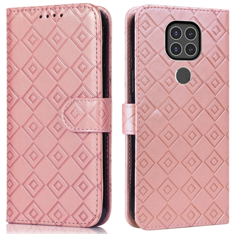 For Motorola Moto G9 / G9 Play / E7 Plus Embossed Big Small Concentric Squares Pattern Horizontal Flip Leather Case with Card Slot & Holder & Wallet