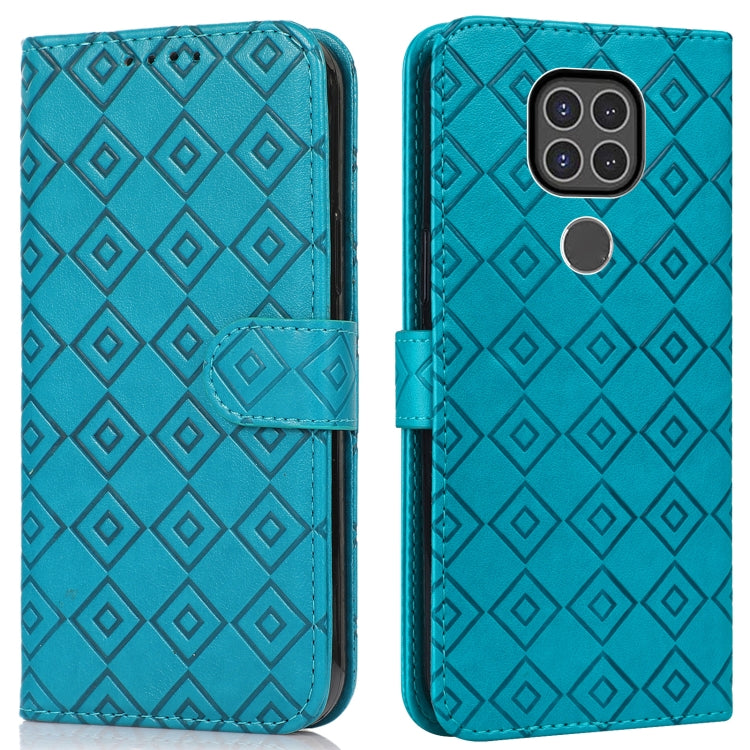 For Motorola Moto G9 / G9 Play / E7 Plus Embossed Big Small Concentric Squares Pattern Horizontal Flip Leather Case with Card Slot & Holder & Wallet