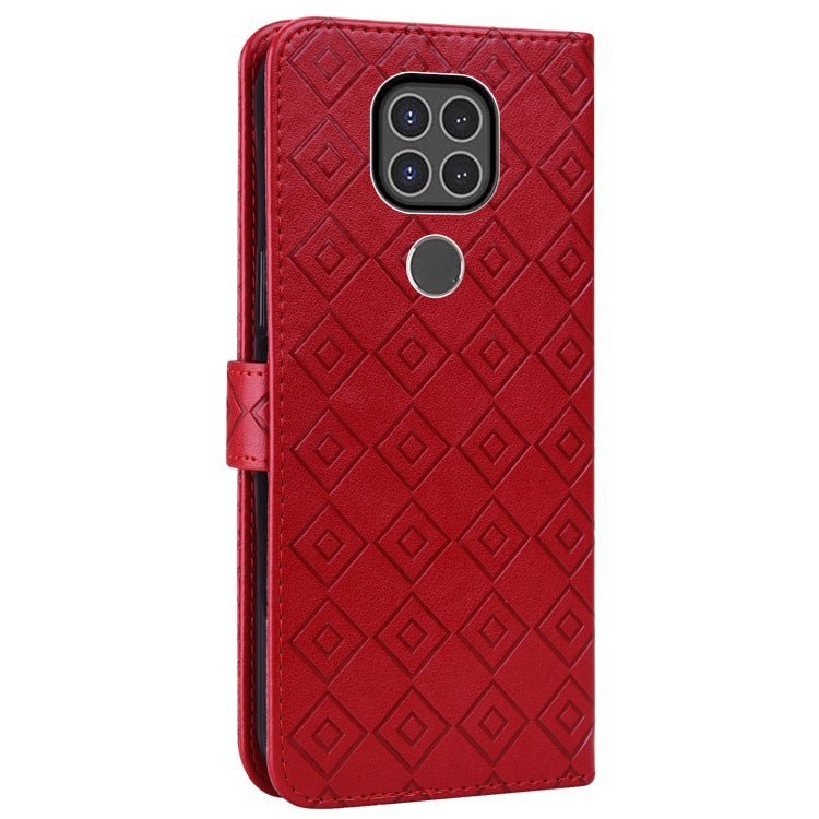 For Motorola Moto G9 / G9 Play / E7 Plus Embossed Big Small Concentric Squares Pattern Horizontal Flip Leather Case with Card Slot & Holder & Wallet