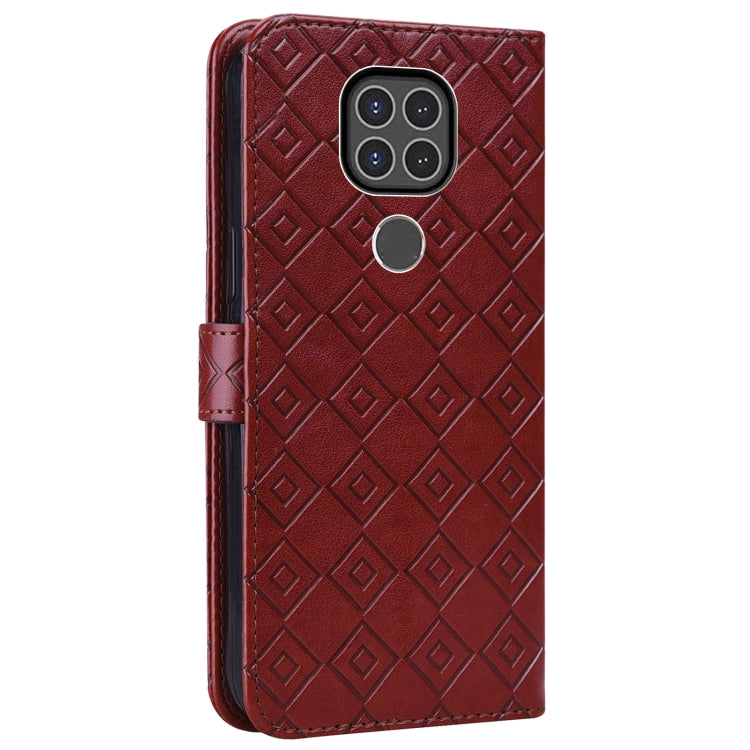 For Motorola Moto G9 / G9 Play / E7 Plus Embossed Big Small Concentric Squares Pattern Horizontal Flip Leather Case with Card Slot & Holder & Wallet