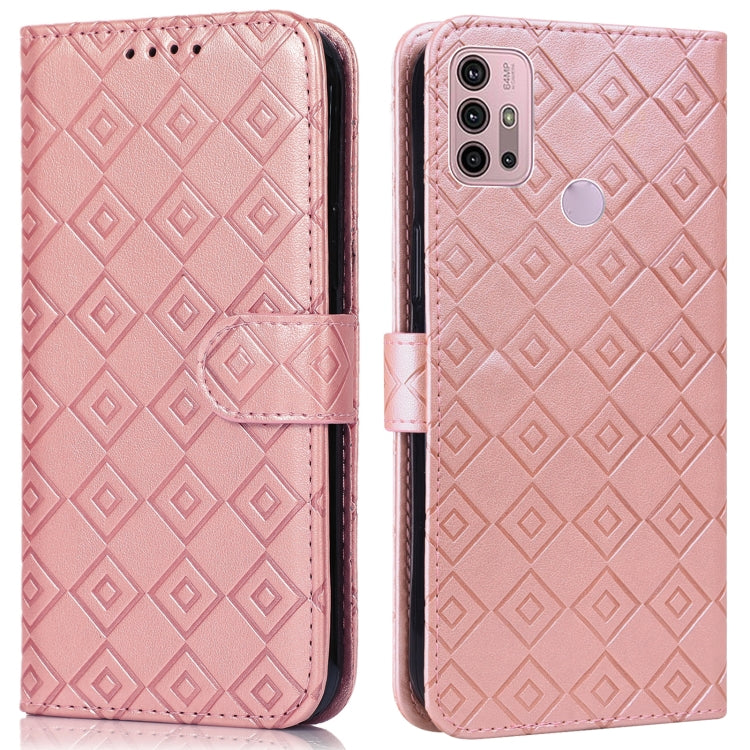 For Motorola Moto G10 / G20 / G30 Embossed Big Small Concentric Squares Pattern Horizontal Flip Leather Case with Card Slot & Holder & Wallet