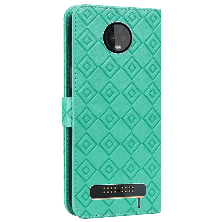 For Motorola Moto Z3 / Z3 Play Embossed Big Small Concentric Squares Pattern Horizontal Flip Leather Case with Card Slot & Holder & Wallet