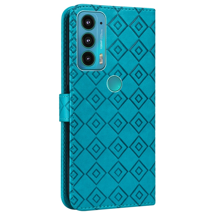 For Motorola Edge 20 Embossed Big Small Concentric Squares Pattern Horizontal Flip Leather Case with Card Slot & Holder & Wallet