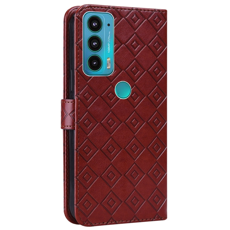 For Motorola Edge 20 Embossed Big Small Concentric Squares Pattern Horizontal Flip Leather Case with Card Slot & Holder & Wallet