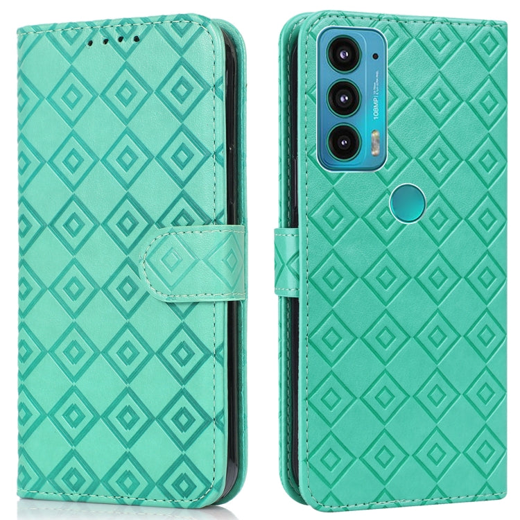 For Motorola Edge 20 Embossed Big Small Concentric Squares Pattern Horizontal Flip Leather Case with Card Slot & Holder & Wallet