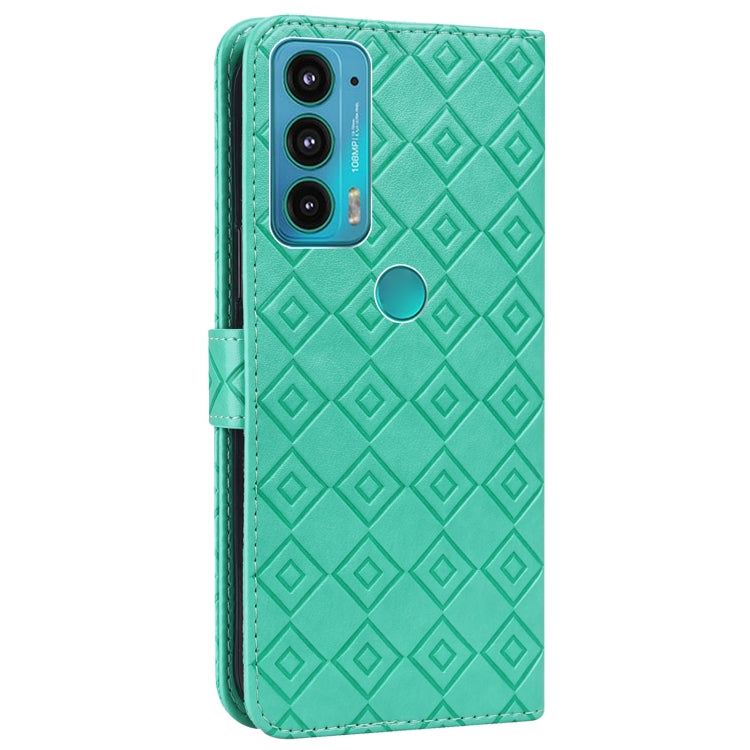 For Motorola Edge 20 Embossed Big Small Concentric Squares Pattern Horizontal Flip Leather Case with Card Slot & Holder & Wallet