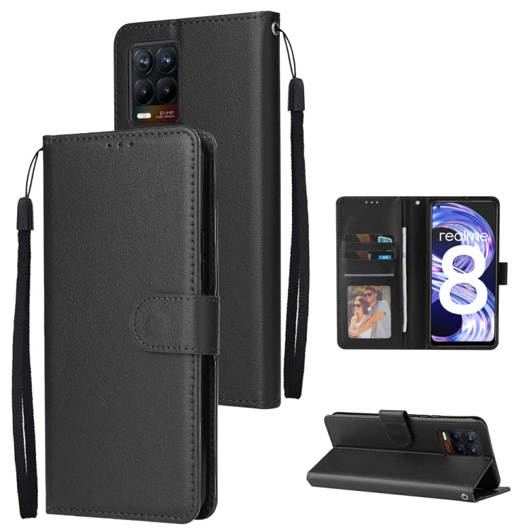 For OPPO Realme 8 / 8 Pro 4G Multifunctional Horizontal Flip Leather Case, with Three Card Slot & Holder & Photo Frame & Lanyard