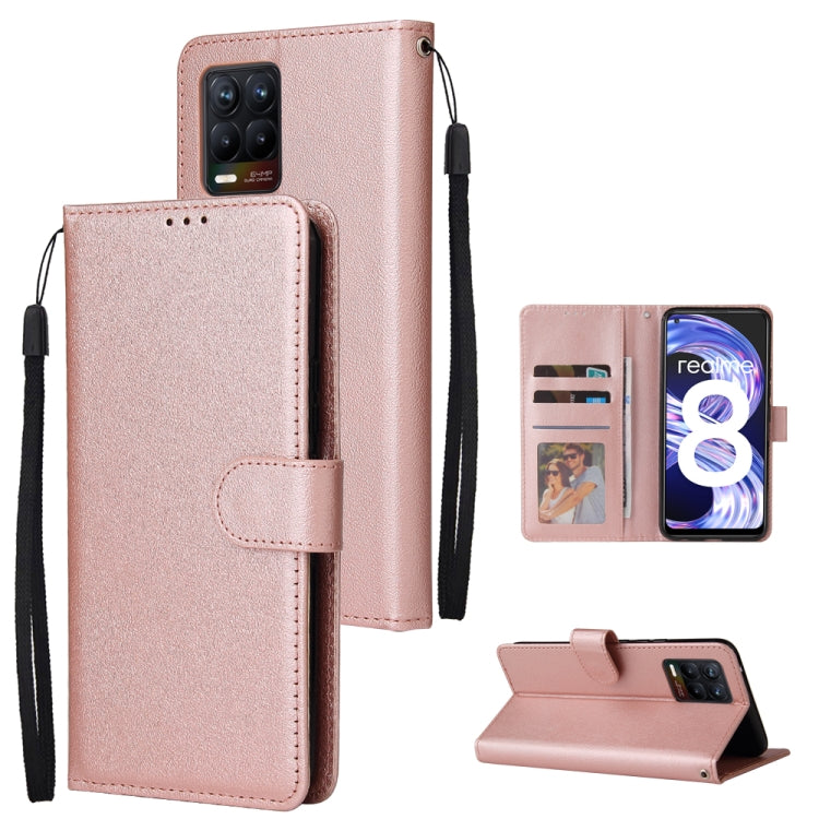 For OPPO Realme 8 / 8 Pro 4G Multifunctional Horizontal Flip Leather Case, with Three Card Slot & Holder & Photo Frame & Lanyard