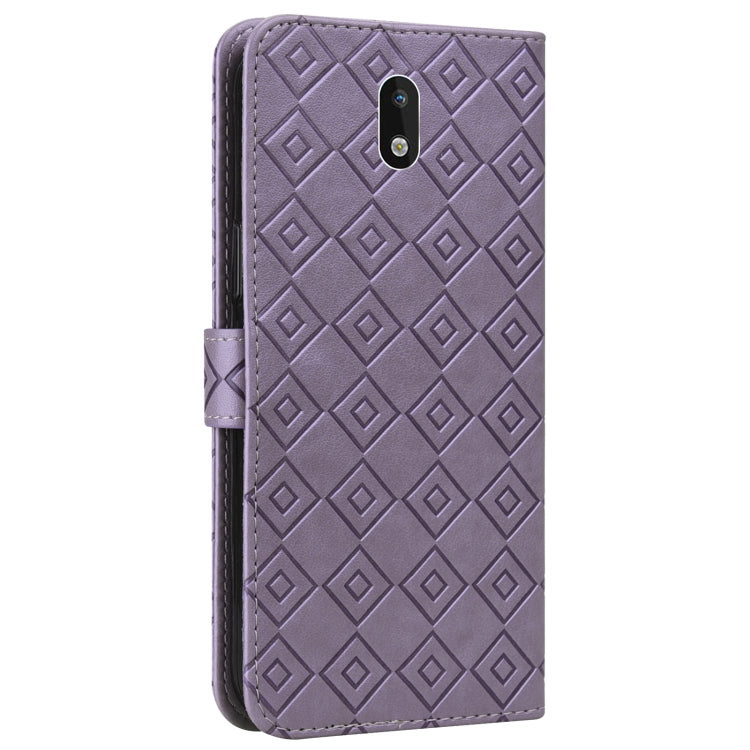 For Nokia 1.3 Embossed Big Small Concentric Squares Pattern Horizontal Flip Leather Case with Card Slot & Holder & Wallet