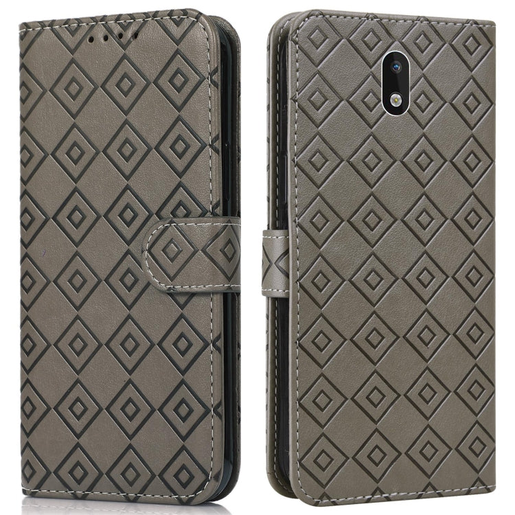 For Nokia 1.3 Embossed Big Small Concentric Squares Pattern Horizontal Flip Leather Case with Card Slot & Holder & Wallet