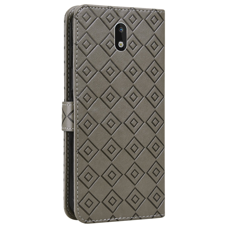 For Nokia 1.3 Embossed Big Small Concentric Squares Pattern Horizontal Flip Leather Case with Card Slot & Holder & Wallet