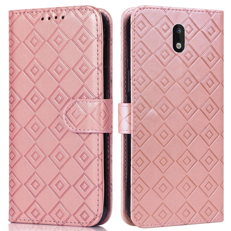 For Nokia 1.3 Embossed Big Small Concentric Squares Pattern Horizontal Flip Leather Case with Card Slot & Holder & Wallet