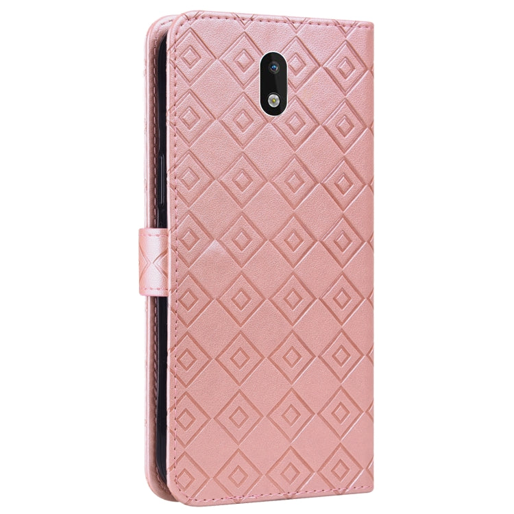 For Nokia 1.3 Embossed Big Small Concentric Squares Pattern Horizontal Flip Leather Case with Card Slot & Holder & Wallet