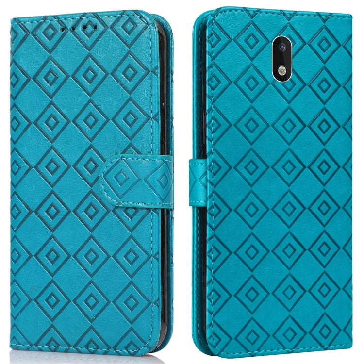 For Nokia 1.3 Embossed Big Small Concentric Squares Pattern Horizontal Flip Leather Case with Card Slot & Holder & Wallet