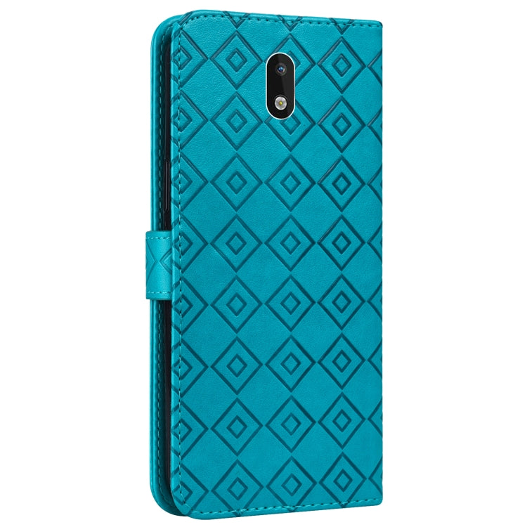 For Nokia 1.3 Embossed Big Small Concentric Squares Pattern Horizontal Flip Leather Case with Card Slot & Holder & Wallet