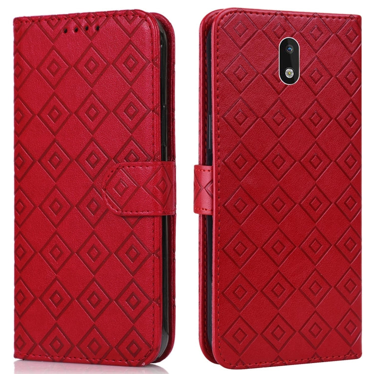 For Nokia 1.3 Embossed Big Small Concentric Squares Pattern Horizontal Flip Leather Case with Card Slot & Holder & Wallet