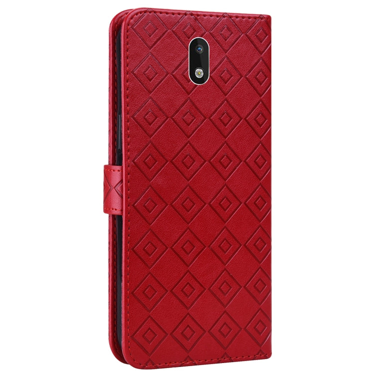 For Nokia 1.3 Embossed Big Small Concentric Squares Pattern Horizontal Flip Leather Case with Card Slot & Holder & Wallet