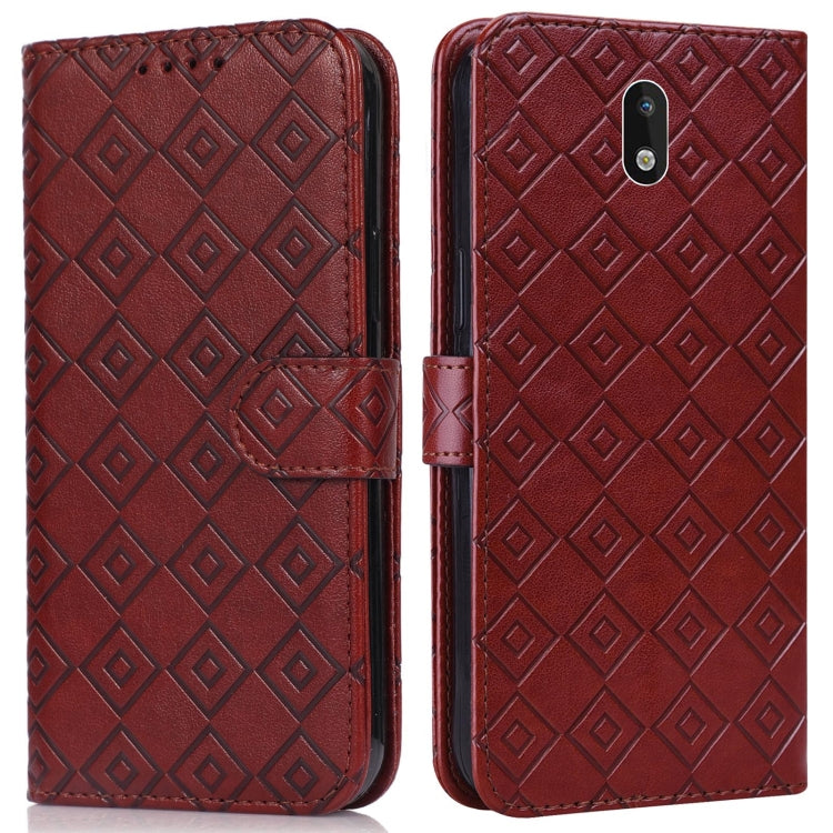 For Nokia 1.3 Embossed Big Small Concentric Squares Pattern Horizontal Flip Leather Case with Card Slot & Holder & Wallet